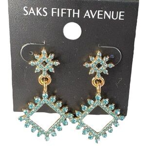 3/$40 Saks Fifth Avenue Blue and Gold Starburst Dangle Earrings
